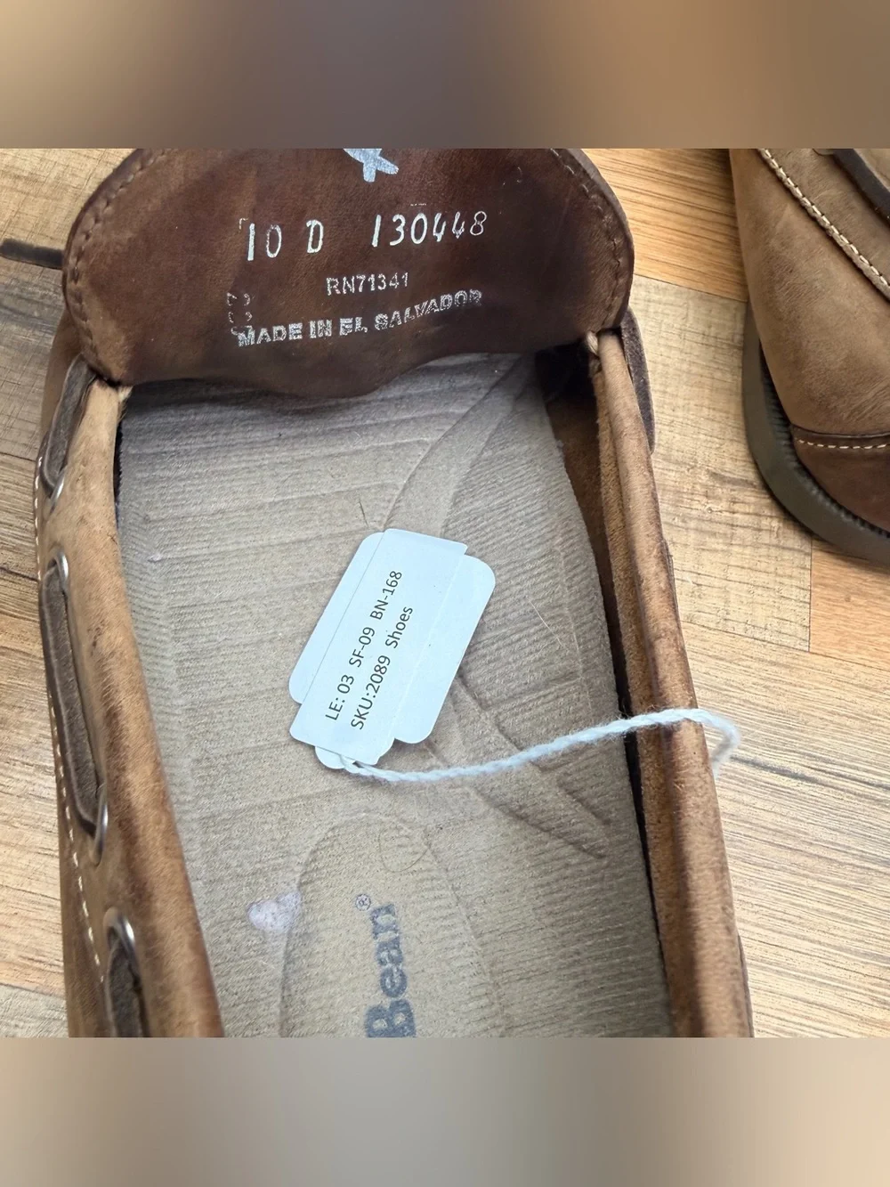 LL Bean Men Size 10D Signature Brown Boat Shoes Loafers Moccasins Leather